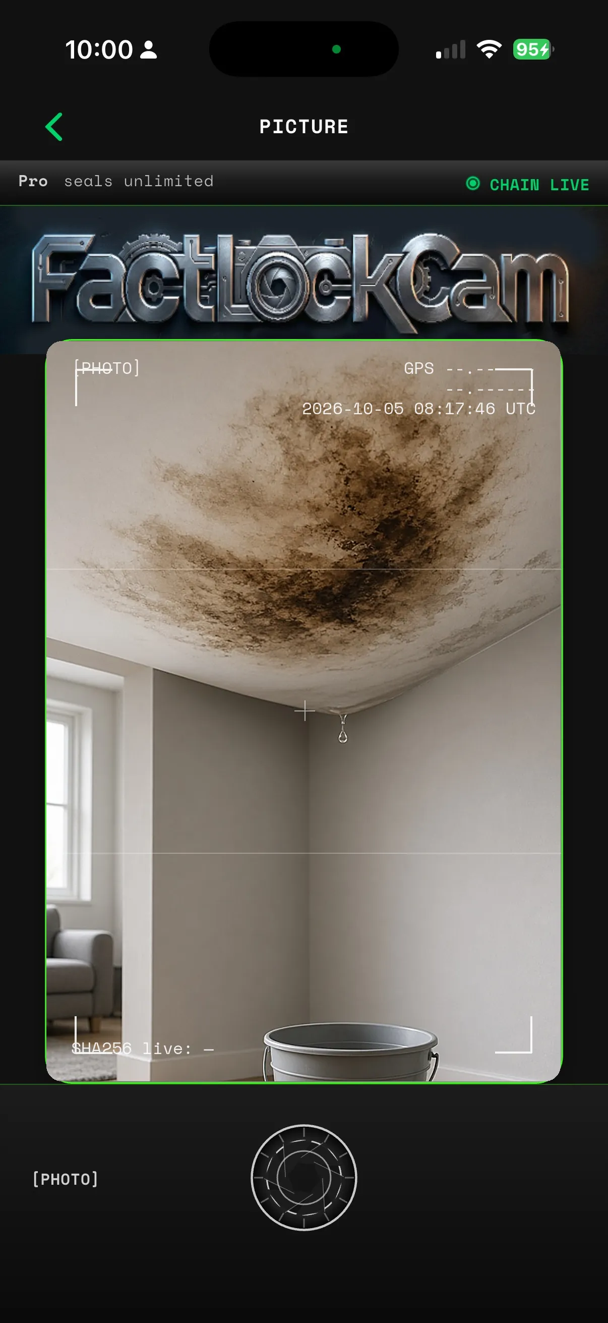 FactLockCam capture screen, property & insurance