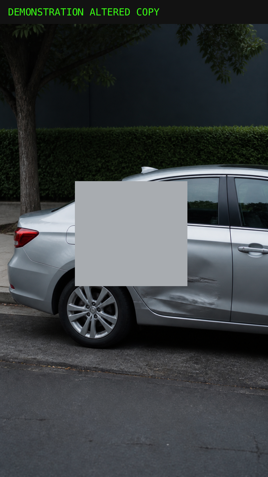 Synthetic auto damage copy B, demonstration altered
